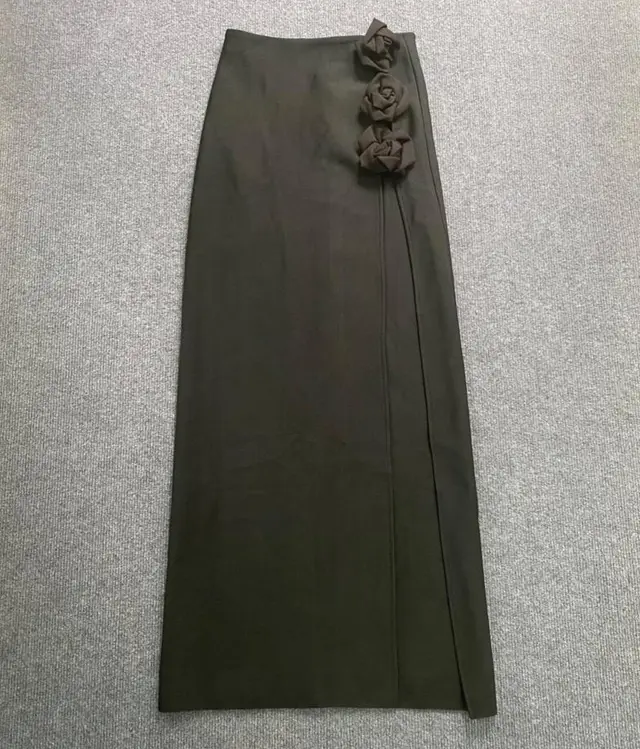 Women's Three dimensional Flower High Slit Dress Black - Shop at LoveMi