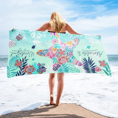 Printed Towel Seaside Vacation Beach Bath Towel 21S 70X140 Mesh Bag Packaging - Shop at LoveMi