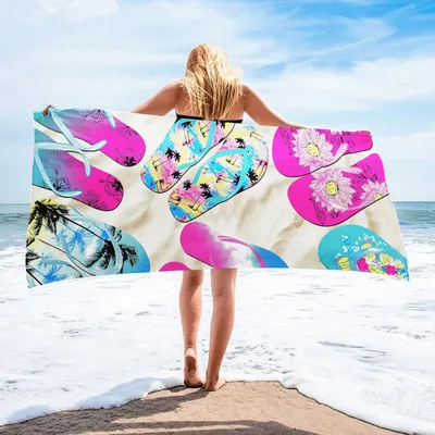 Printed Towel Seaside Vacation Beach Bath Towel 60S 70X140 Mesh Bag Packaging - Shop at LoveMi