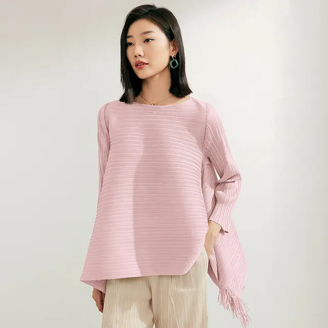 Pleated A Line Loose Slimming Top Pink - Shop at LoveMi