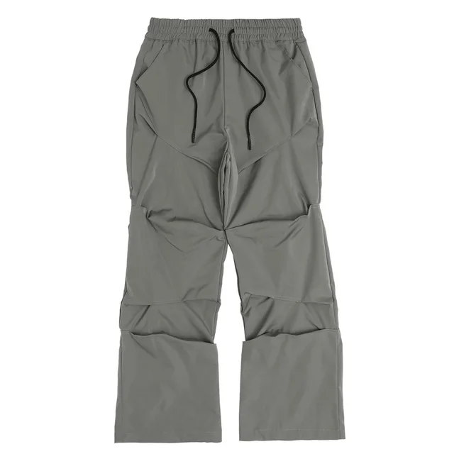 Hip Hop Pleated Design Trousers For Men Gray - Shop at LoveMi
