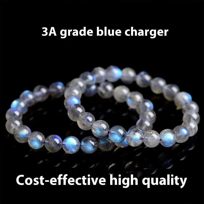 Jiuya Crystal Grade 7a Natural Gray Moonstone Scattered Beads Level 3A Blue Light - Shop at LoveMi