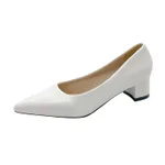 Round Head Thick Bottom Casual Women's Low-cut High Heels - White