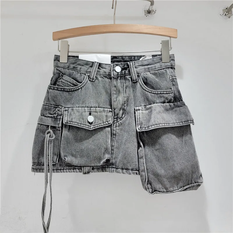 Fashion Irregular Workwear Denim Skirt Women Black - Shop at LoveMi