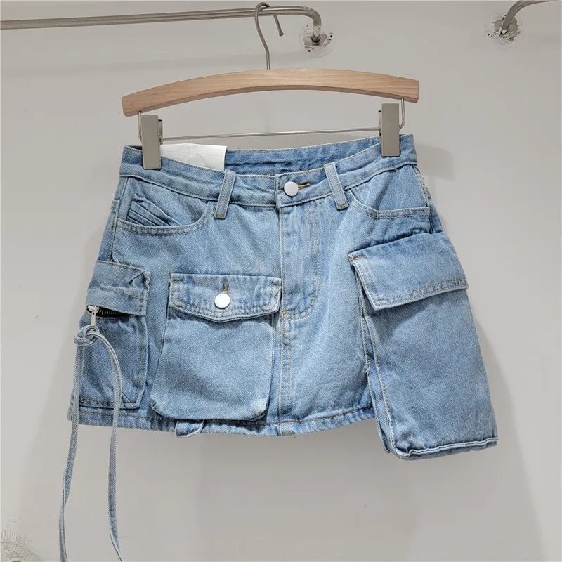 Fashion Irregular Workwear Denim Skirt Women Blue - Shop at LoveMi