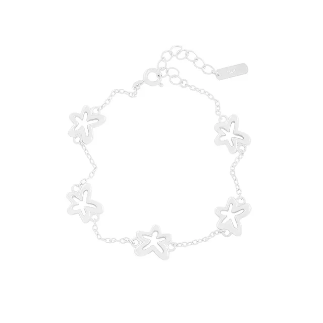 Design Versatile Geometric Hollow Small Flower Bracelet Sl156 Silver - Shop at LoveMi