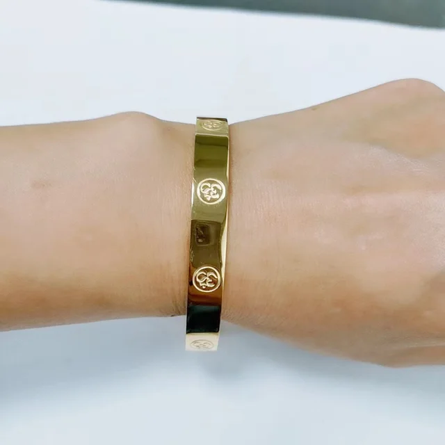 Seed Bracelet Men's Titanium Steel Bracelet Silver Stainless Steel Gold Bracelet Couple 6Mm52 Gold - Shop at LoveMi