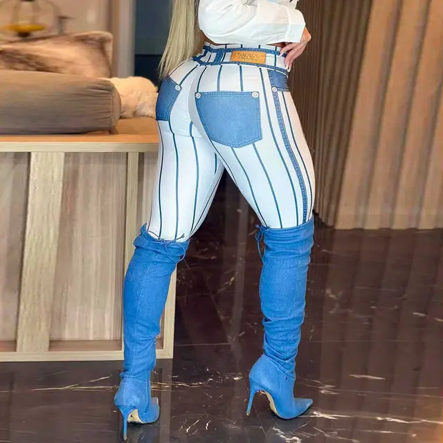 European And American Line Plaid Printed High Waist J Running Fitness Yoga Leggings As Shown In The Figure - Shop at LoveMi