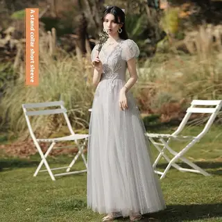 Dress Sisters Dress Female Gray Slim Fit Girlfriend Clothes - Style1