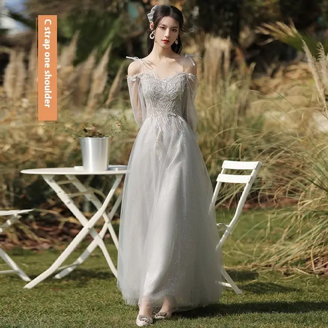 Dress Sisters Dress Female Gray Slim Fit Girlfriend Clothes - Style3