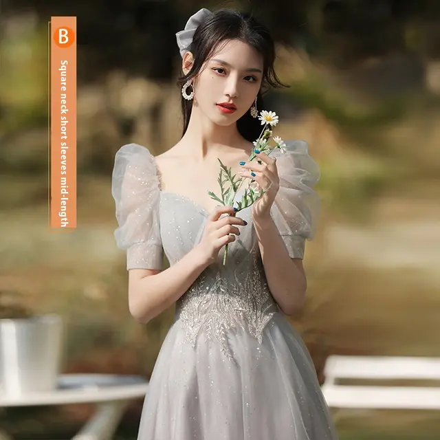 Dress Sisters Dress Female Gray Slim Fit Girlfriend Clothes Style6 - Shop at LoveMi