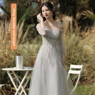 Dress Sisters Dress Female Gray Slim Fit Girlfriend Clothes - Style7