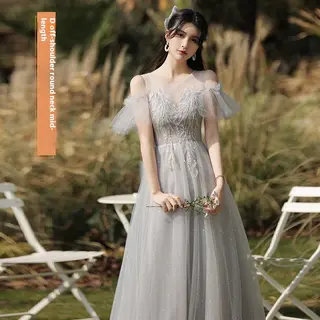 Dress Sisters Dress Female Gray Slim Fit Girlfriend Clothes - Style8