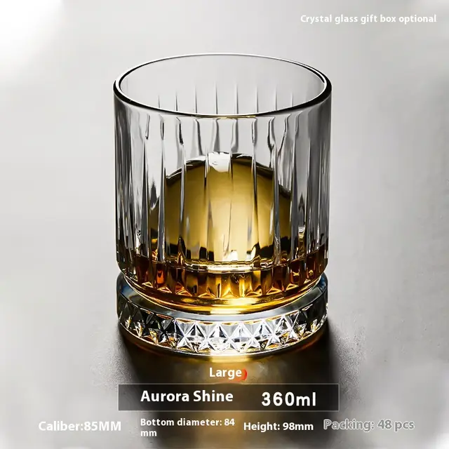 Whiskey Shot Crystal Beer Glass Whiskey Glass Thickened Wine Glass Gift Set Aurora Shining Large 360Ml - Shop at LoveMi