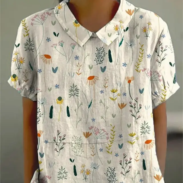 Ladies New Lapel Loose Casual Short sleeved Top Figure 3 - Shop at LoveMi