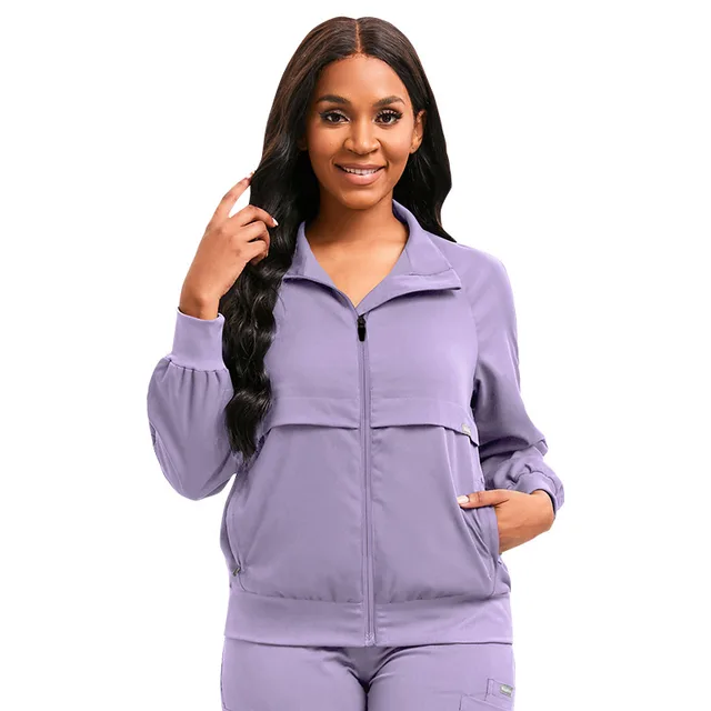Doctor Jacket Long Sleeve Female Dentist Uniform Light Purple - Shop at LoveMi