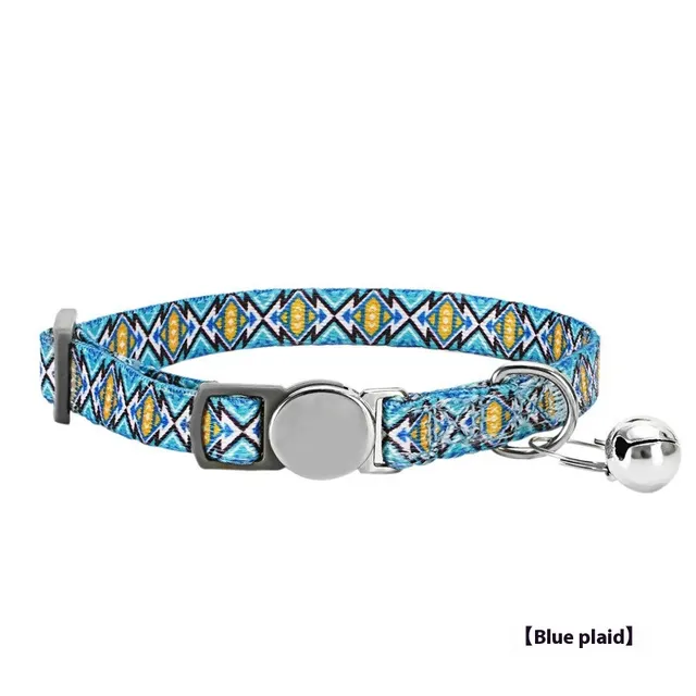Bohemian Sweet Small Floral Cat Collar Blue Grid - Shop at LoveMi