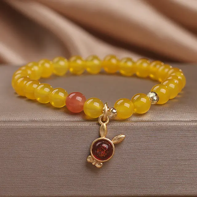 Ethnic Style Natural Strawberry Quartz Bracelet Female Special interest Design Yellow - Shop at LoveMi
