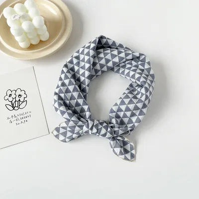 Women's Pure Cotton All matching Printed Headscarf Gray And White Triangle - Shop at LoveMi