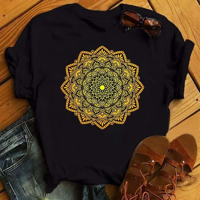 New Simple T shirt Printed Pattern Black B Black - Shop at LoveMi