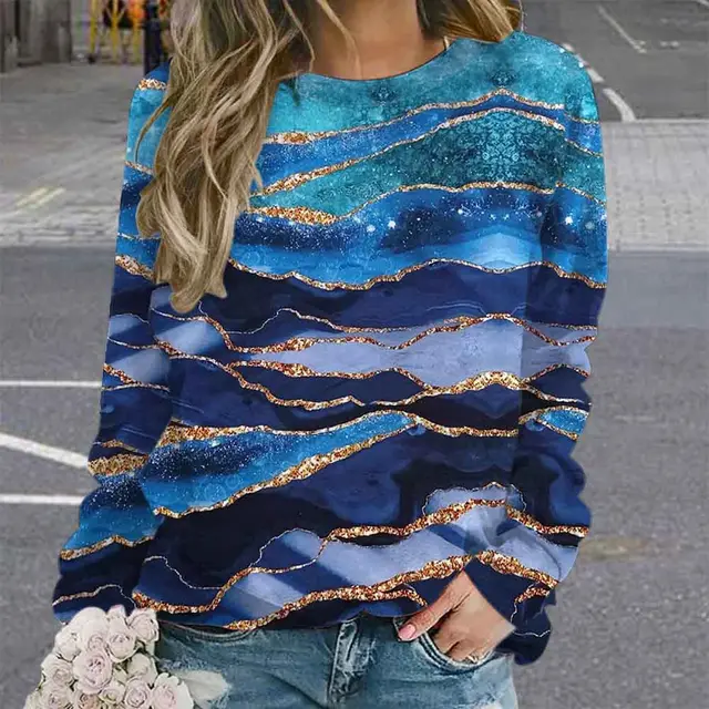 Women's Tie dye Retro Printing 3D Digital Printing Sweater Ylwyxps045 - Shop at LoveMi