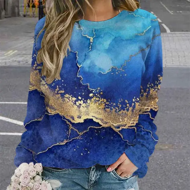 Women's Tie dye Retro Printing 3D Digital Printing Sweater Ylwyxps048 - Shop at LoveMi