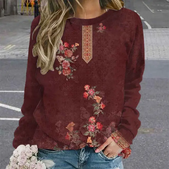 Women's Tie dye Retro Printing 3D Digital Printing Sweater Ylwyxps055 - Shop at LoveMi