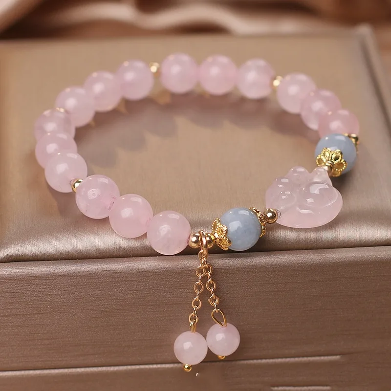 Special-interest Design Sweet Pink Crystal Cat's Paw Bracelet - Pink