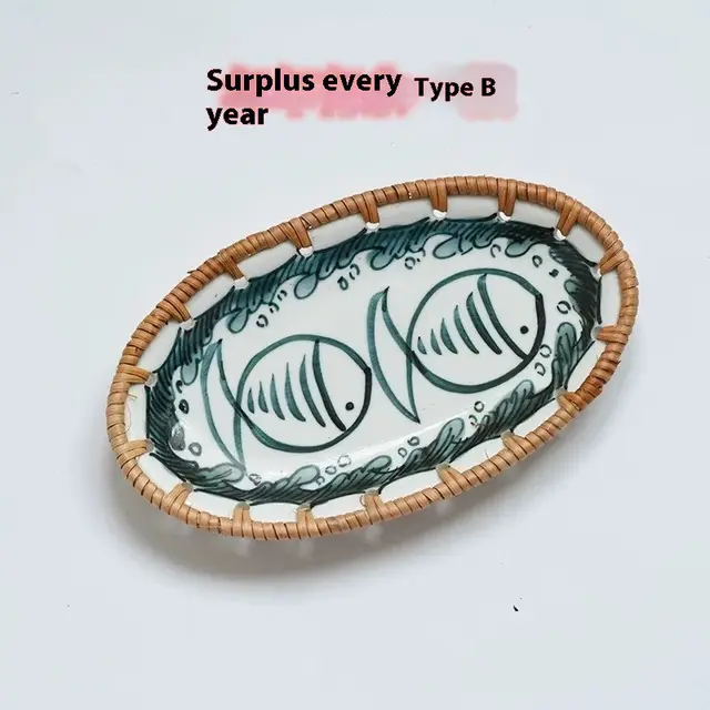Vietnam Rattan Japanese Creative Ceramic Fruit Plate Annual Fish Type B - Shop at LoveMi