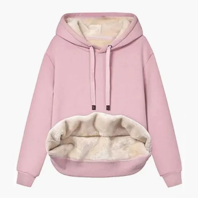Velvet Padded Hooded Sweater Plush Women's Coat Pink - Shop at LoveMi