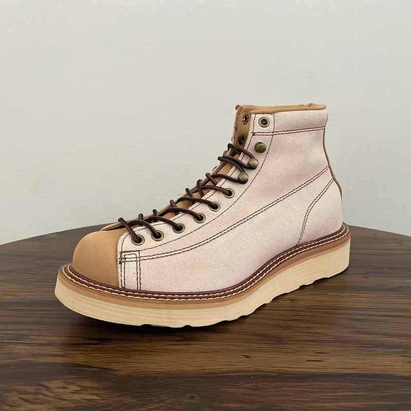 American Retro Leisure Riding Worker Boot Apricot - Shop at LoveMi