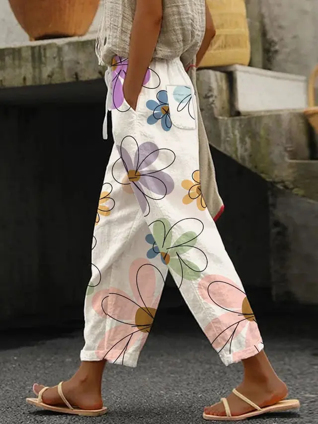 Printed Pattern Fashion Casual Trend Women's Ankle Banded Pants 3 Style - Shop at LoveMi