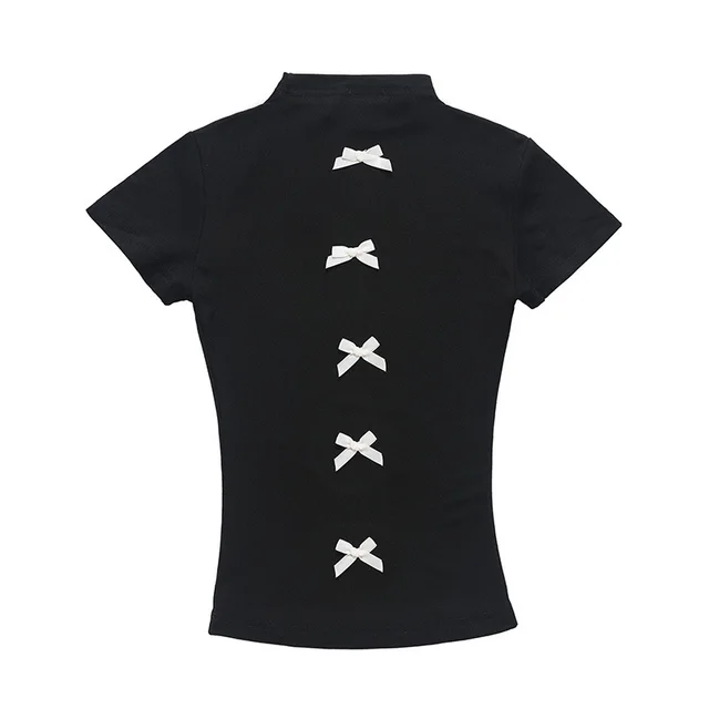 Sweet Cool Style Bow Short Sleeve Ballet Style Gt26 Black - Shop at LoveMi