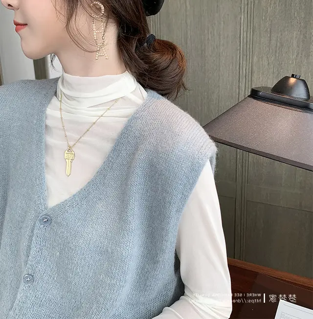 Mesh Bottoming Shirt Candy Color Cascading Collar Long Sleeve T shirt Apricot - Shop at LoveMi