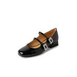 Round Head Chunky Heel Low-cut Comfortable Pumps - Black