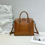 Large-capacity Bucket Retro Shoulder Messenger High-grade Tote Bag - Khaki