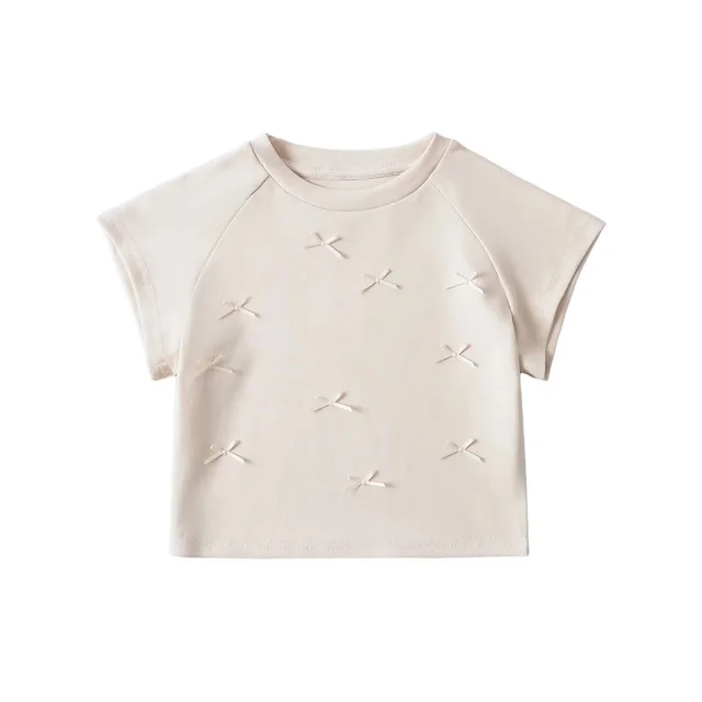 Women's Summer Round Neck Drop Shoulder Short Sleeve T shirt Apricot - Shop at LoveMi