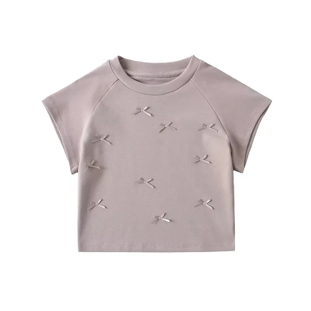 Women's Summer Round Neck Drop Shoulder Short Sleeve T shirt Khaki - Shop at LoveMi