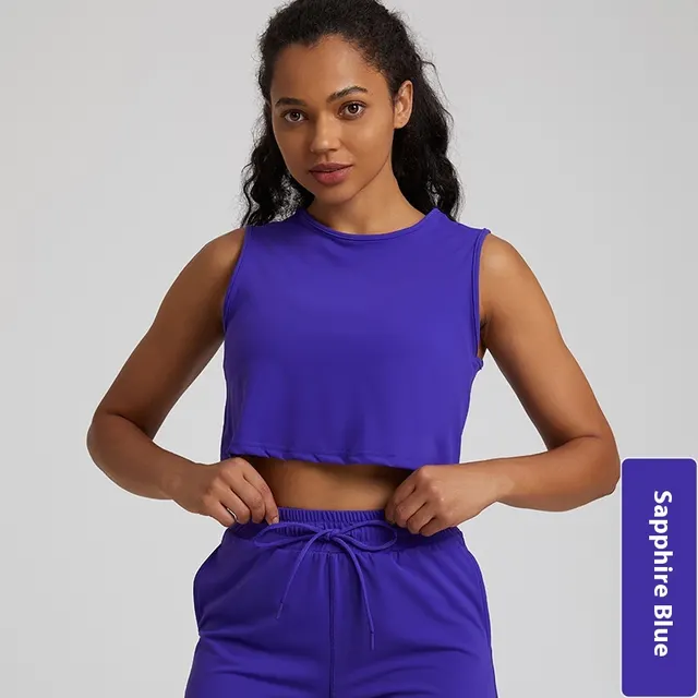 Women's Sleeveless Outdoor Running Fitness Sports Top Quick drying T shirt 4063 Sapphire Blue - Shop at LoveMi