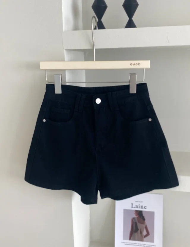 Women's Four Sided Elastic Light Colored High Waisted Denim Shorts Black - Shop at LoveMi