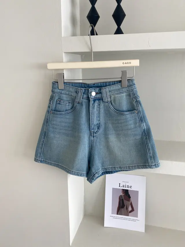 Women's Four Sided Elastic Light Colored High Waisted Denim Shorts Cerulean Blue - Shop at LoveMi