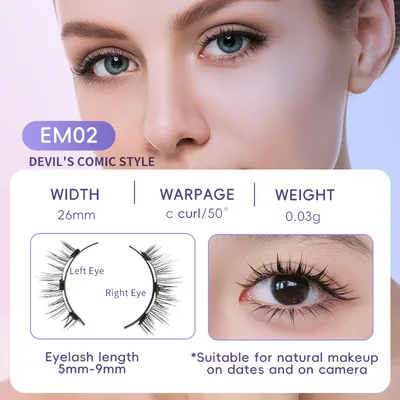 Natural Eyelashes Magnetic Suction False Eyelashes Daily One Pair Mink Hair Super Soft Natural Simulation Easy To Wear Em023 Eyelashes No Clip - Shop at LoveMi
