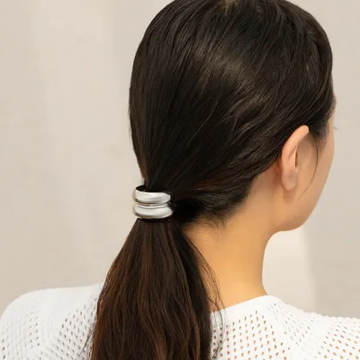 Personalized Glossy Elastic Hair Ring Female Geometry 01 Hair Rope White K 0563 - Shop at LoveMi