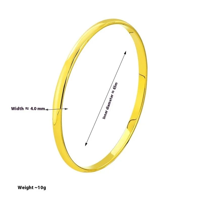 Simple Glossy Simple Bracelet Gold Ancient Style Bracelet Fashion - 4Mm Bracelet Gold 65 Large