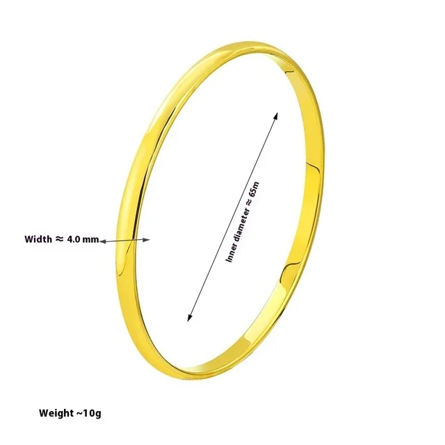 Simple Glossy Simple Bracelet Gold Ancient Style Bracelet Fashion 4Mm Bracelet Gold 65 Large - Shop at LoveMi
