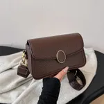 Fashion Small Square Bag All-matching Wide Shoulder Strap Shoulder Bag - Brown