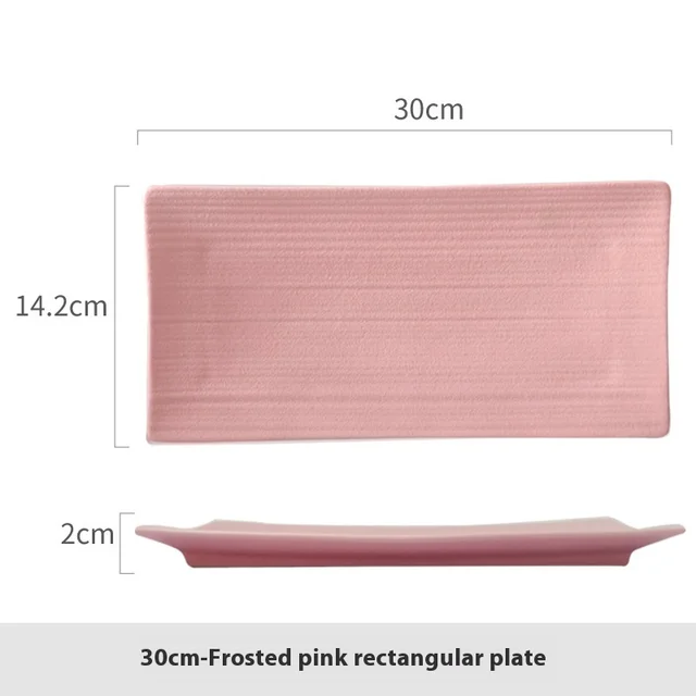 Rectangular Plate Household Minimalist Porcelain Dinner Plate 30Cm Matte Pink - Shop at LoveMi