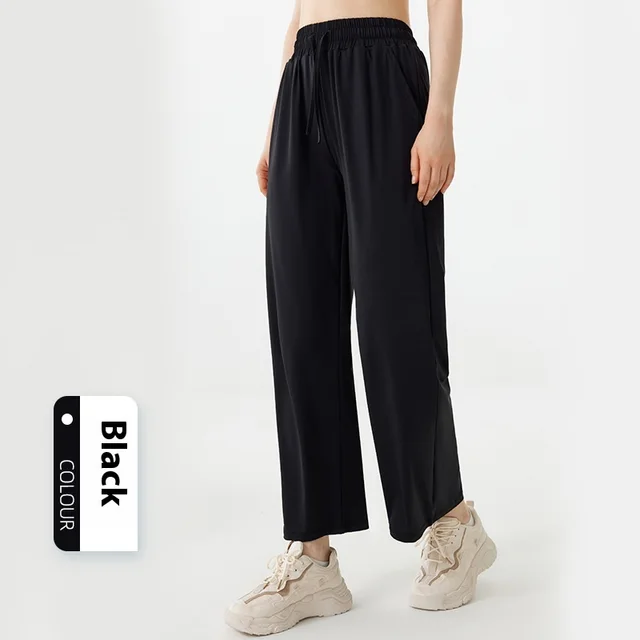 Slim Fit Breathable High Waist Workout Trousers Black - Shop at LoveMi