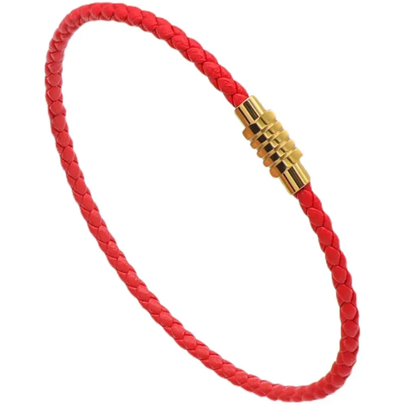 Couple Fashion OL Braided Red Rope Bracelet - Gold Red 230Mm