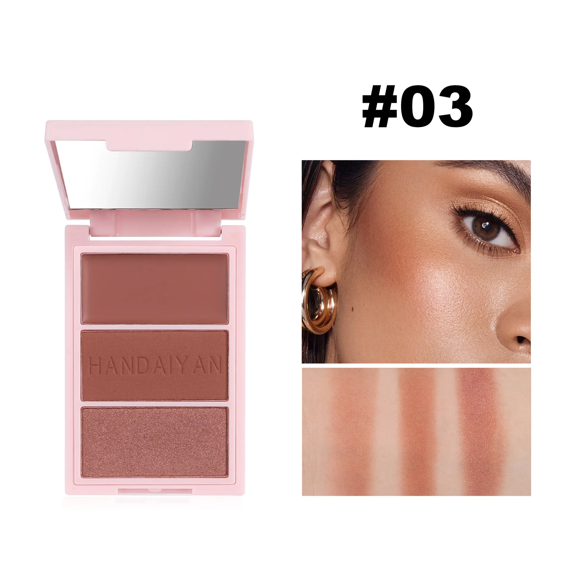 Blusher Plate Highlight Contour Compact Brighten Face - Makeup Palette 03